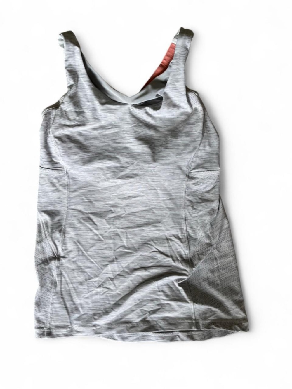 lululemon athletica 2000s Light Heather Gray Tank with Pink Interior Detail